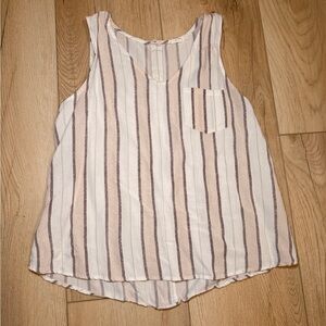 Mine Cream and Brown Striped Tank Top